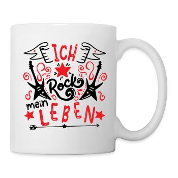 Ich rock mein Leben - Gitarre - Musik - Mut machen - Tasse - Weiß - Rechts