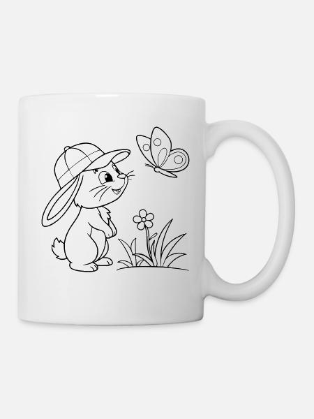 Hase Häschen mit Kappe - Tasse - Weiß