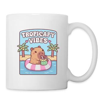 Süßes Capybara Chillt Auf Dem Schweben Tropicapy Vibes - Tasse - Weiß - Rechts