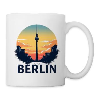 Berlin mit Fernsehturm Sonnenuntergang - Tasse - Weiß - Rechts