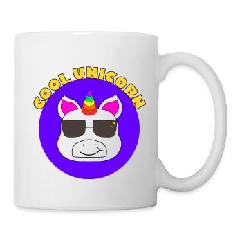 Licorne cool avec des lunettes de soleil - Mug blanc - blanc - Droite