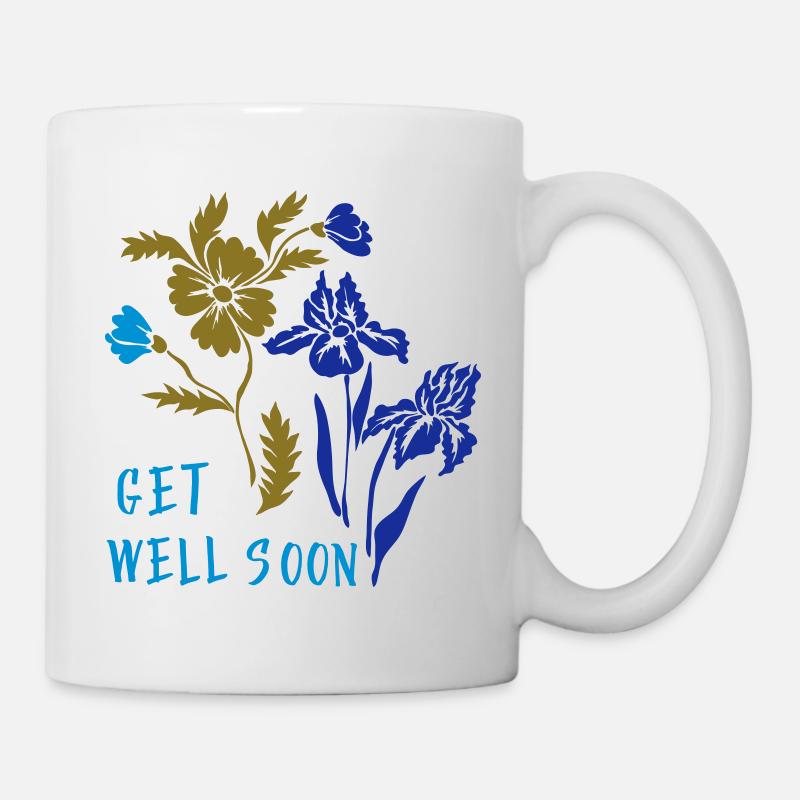 get well soon Blumengruß - Tasse - Weiß