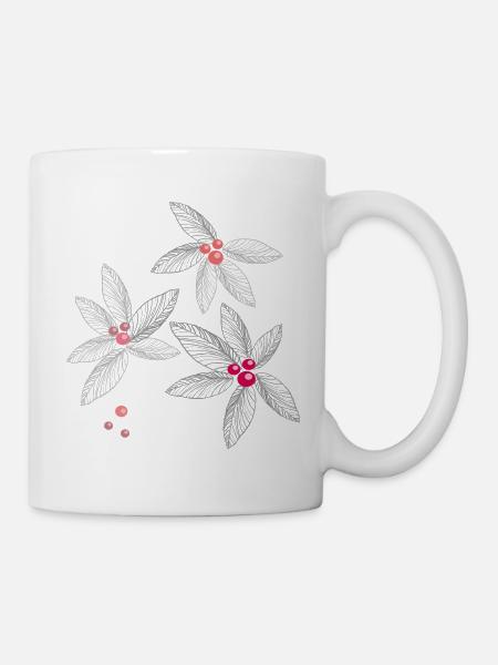 Blüten mit Perlen - Tasse - Weiß