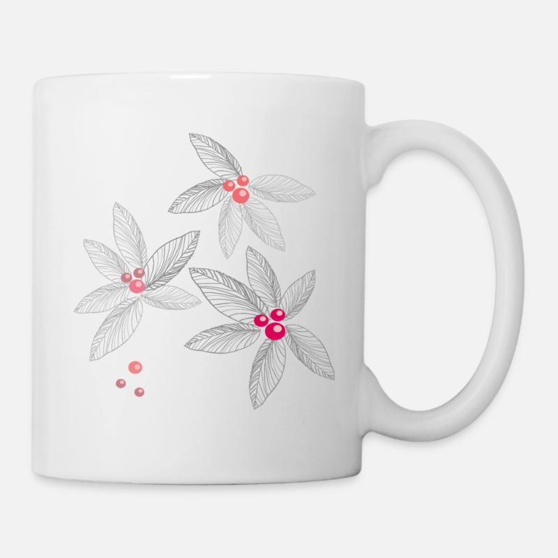 Blüten mit Perlen - Tasse - Weiß