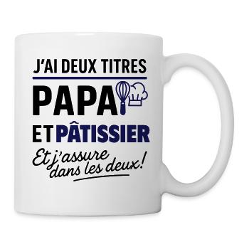 2 titres papa et pâtissier cadeau fête des pères - Mug blanc - blanc - Droite