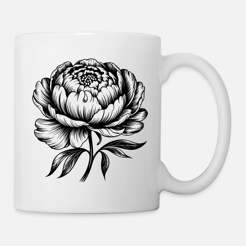 Peony: Elegant Blossom - Mug - white