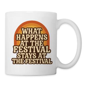 What Happens at the Festival – Retro Festival Vibe - Mug - white - Right