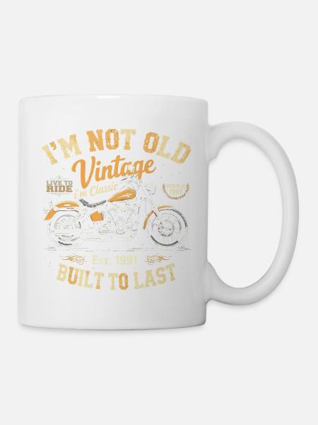 Jahrgang 1991 geboren Motorrad Geburtstag Geschenk - Tasse - Weiß