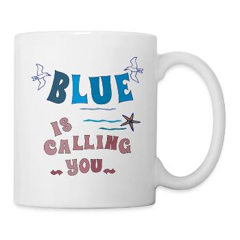 Le bleu vous appelle, c’est l’heure des vacances - Mug blanc - blanc - Droite
