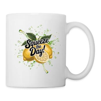 Squeeze the Day – Funny Lemon Summer Saying - Mug - white - Right
