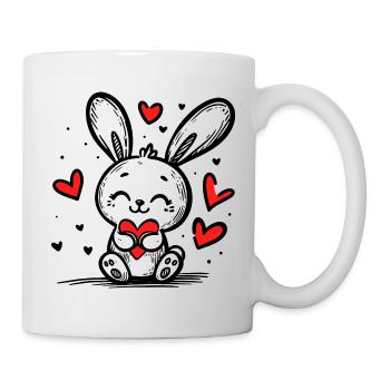 Liebeshase voller Herzen - Tasse - Weiß - Rechts
