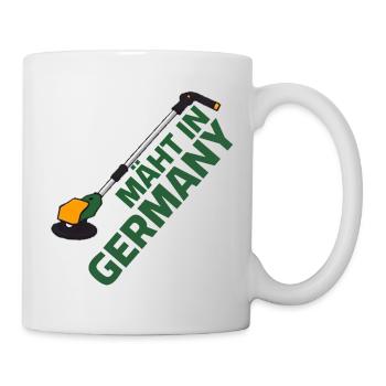 Lawn trimmer Lawn mowing - Mowing in Germany - Mug - white - Right