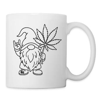 Süßer Hanf Gnom/Zwerg mit Cannabisblatt - Tasse - Weiß - Rechts