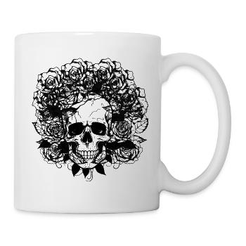 Skull & Roses – Dunkler floraler Kontrast - Tasse - Weiß - Rechts