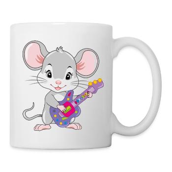 Drôle de petite souris joue de la guitare - Mug blanc - blanc - Droite