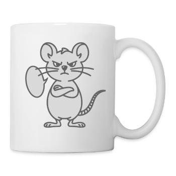 Maus mit verschränkten Armen und Sprechblase - Tasse - Weiß - Rechts