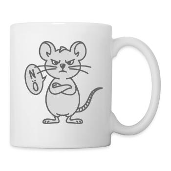 Lustige mürrische Maus Nö Noe Nee Nein - Tasse - Weiß - Rechts