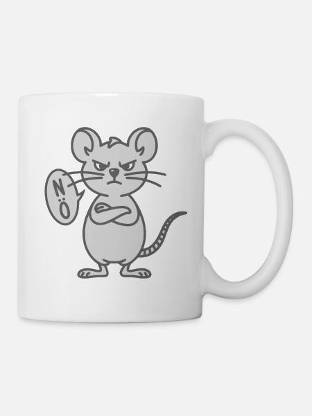 Lustige mürrische Maus Nö Noe Nee Nein - Tasse - Weiß