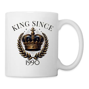 King Since 1990 – Krone Geburtstag Herren Design - Tasse - Weiß - Rechts
