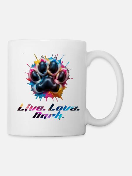 Bunte Pfote mit Emotionen - Tasse - Weiß