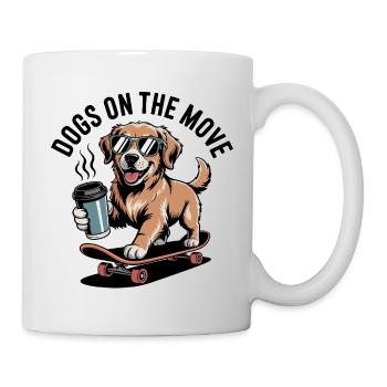 Dogs On The Move Skateboard-Hund - Tasse - Weiß - Rechts