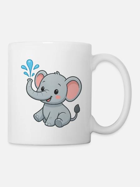 Niedlicher Elefantenfreund mit WasserSpritz - Tasse - Weiß