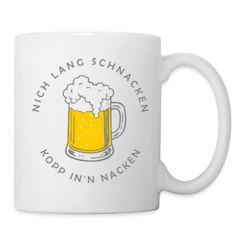 Nich lang schnacken – Tasse im Nacken - Tasse - Weiß - Rechts