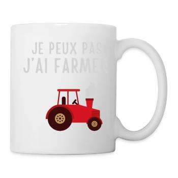 Humorous farmer in tractor - Mug - white - Right