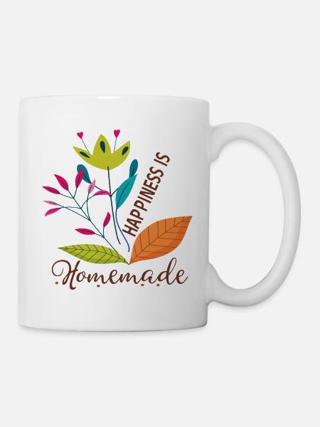 Blumenmotiv Glücklich Naturdesign - Tasse - Weiß