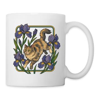Elegant Cat Among Iris Flowers - Mug - white - Right