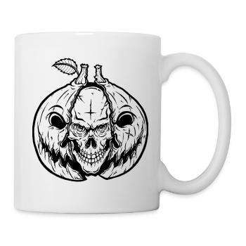 Creepy Halloween Skull Pumpkin – Gruseliger Kürbis - Tasse - Weiß - Rechts
