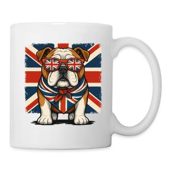 Bulldogge mit Union Jack Zubehör - Tasse - Weiß - Rechts