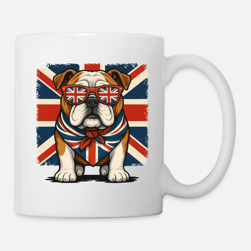 Bouledogue avec accessoires de drapeau britannique - Mug blanc - blanc