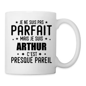 Arthur : authentique, imparfait, top, perfection - Mug blanc - blanc - Droite