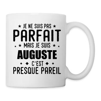 Auguste : authentique, imparfait, top, perfection - Mug blanc - blanc - Droite