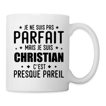 Christlich: authentisch, unvollkommen, oben, Perfektion - Tasse - Weiß - Rechts