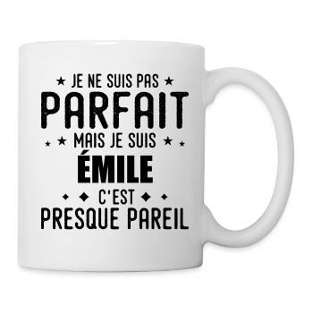 Emile : authentique, imparfait, top, perfection - Mug blanc - blanc - Droite