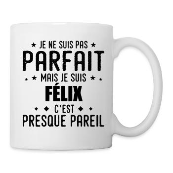 Félix : authentique, imparfait, top, perfection - Mug blanc - blanc - Droite