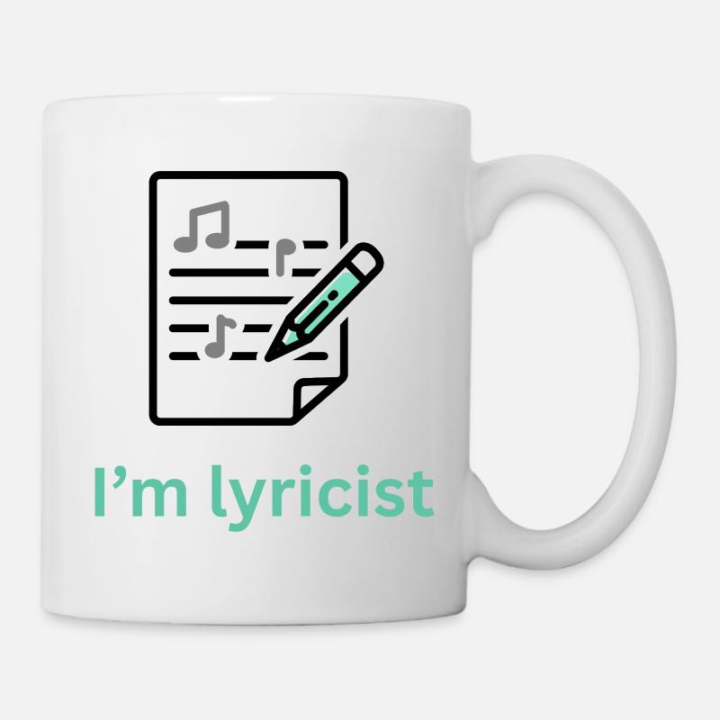 Eingravierte Musiktexte mit verspielter Beschriftung - Tasse - Weiß