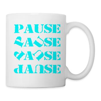 Pause und Escape-Nachricht im Kunststil - Tasse - Weiß - Rechts