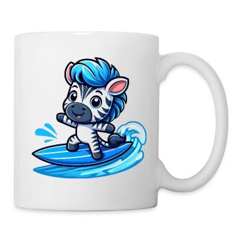 mignon zèbre surfer planche de surf d’été dessin animé - Mug blanc - blanc - Droite