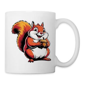 Funny Squirrel CartoonWith Acorn - Mug - white - Right