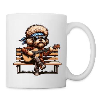 Guitar Playing Dog Hippie Rocker Style - Mug - white - Right