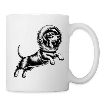 Dackel im Weltraum - Cooles Astronomie-Logo - Tasse - Weiß - Rechts