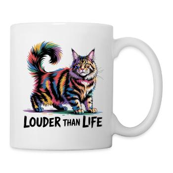 Bunte Regenbogen-Katzenkunst - Tasse - Weiß - Rechts