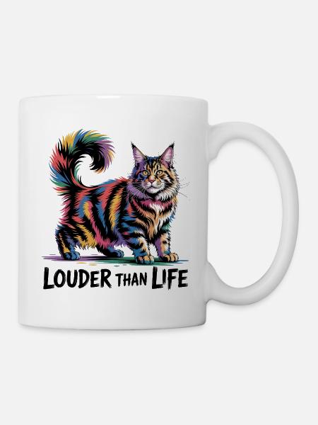 Bunte Regenbogen-Katzenkunst - Tasse - Weiß