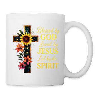 Geliebt von Jesus Christliches Kreuz - Tasse - Weiß - Rechts