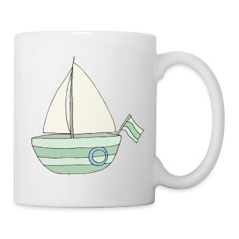 Verspieltes Segelboot Muster - Tasse - Weiß - Rechts