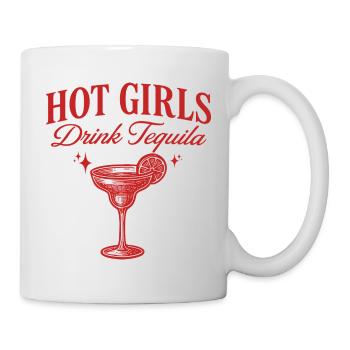 Humorvoller Aperitif Mädchen trinken Tequila - Tasse - Weiß - Rechts