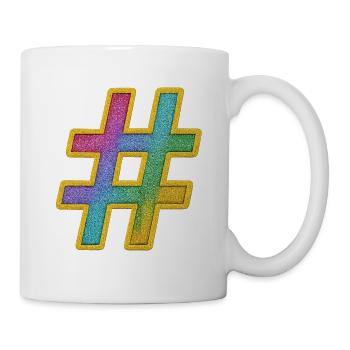 Bunter Glitzer Hashtag Dekor - Tasse - Weiß - Rechts